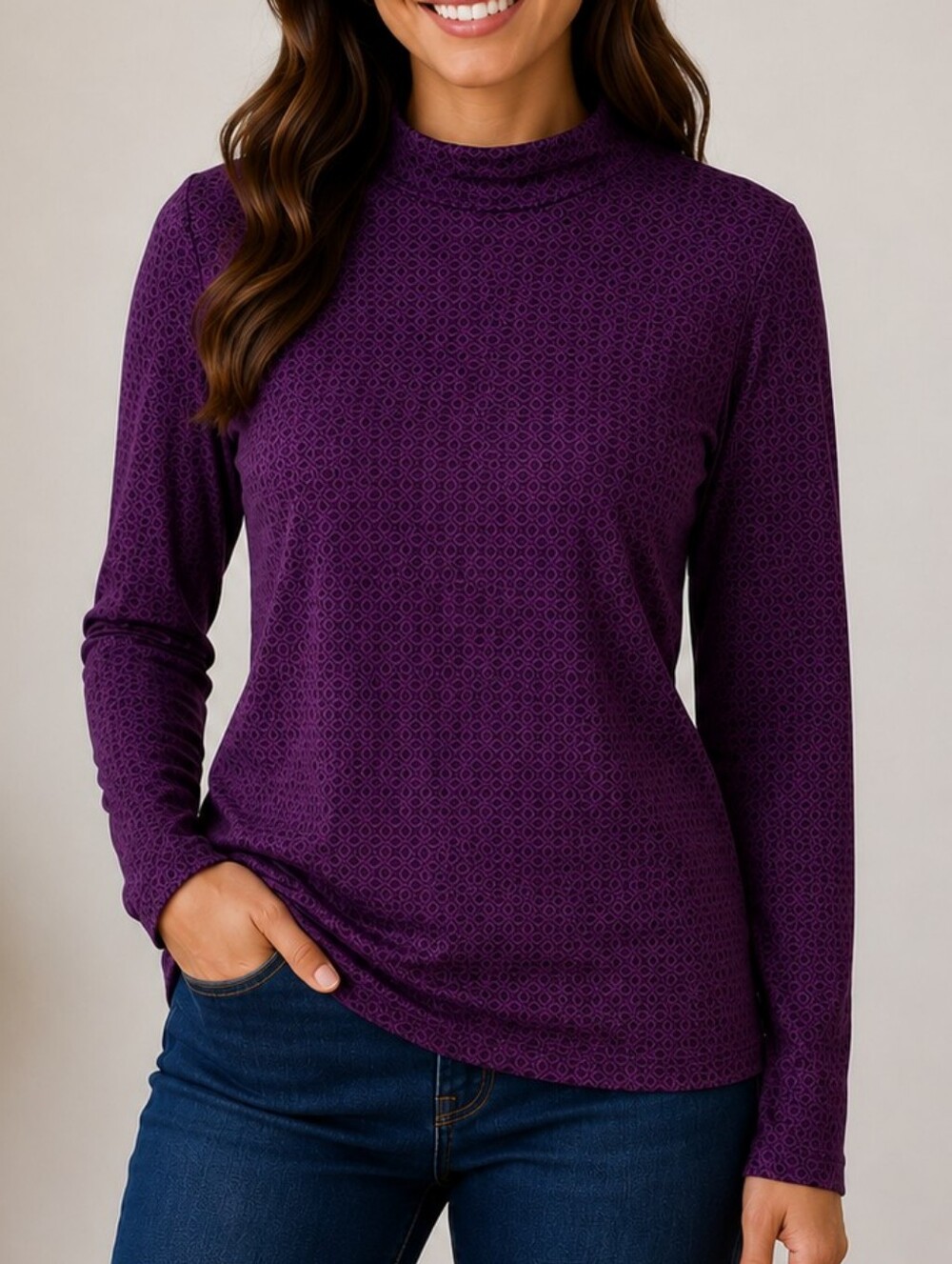 Murano Purple Patterned Slim Fit Top